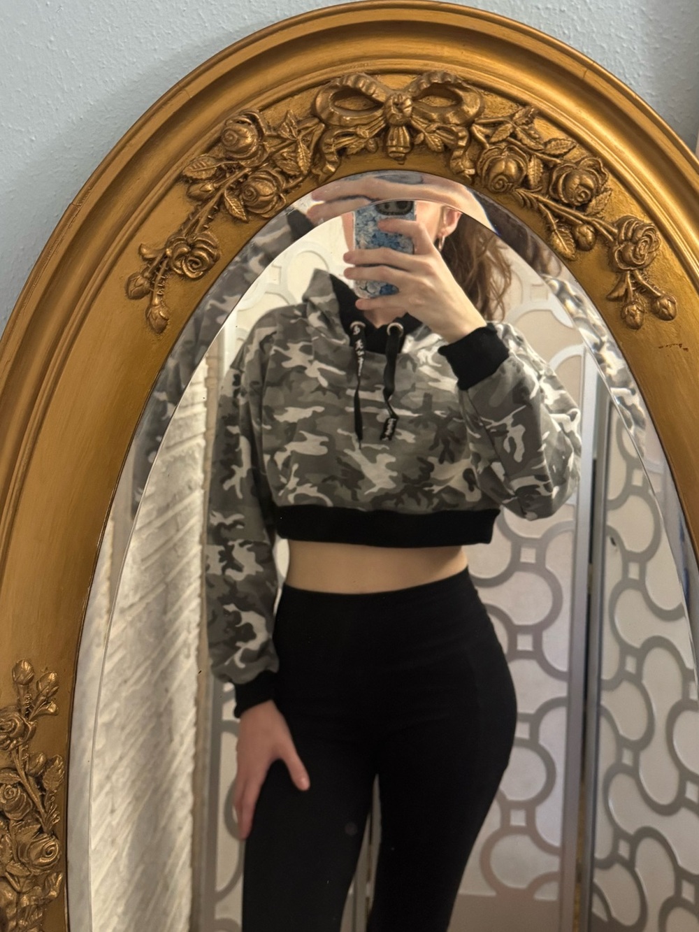 Emma & Sam Gray Camo Cropped Hoodie